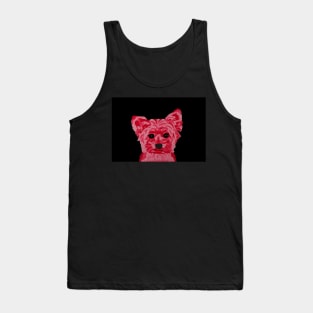 Red Yorkie over Black Tank Top